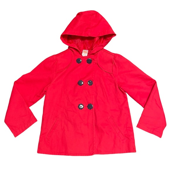 GYMBOREE 100% COTTON GIRLS SIZE 5-6 RED HOODED JACKET - Picture 7 of 7